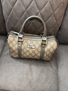 Gucci Brown GG Monogram Top-Handle Bowling Satchel